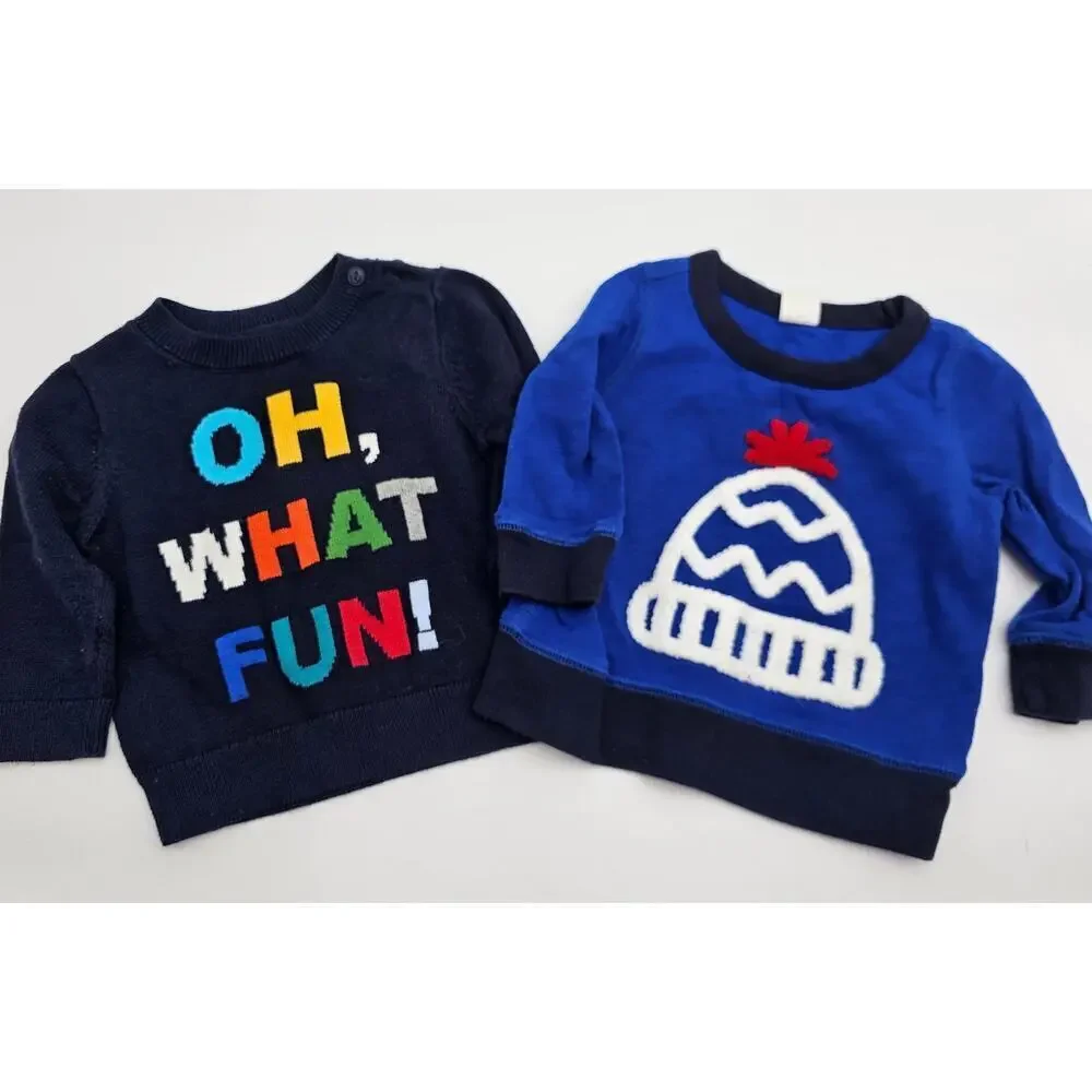 6 Piece Gap Boy's 6-12M Christmas Lot - 3 Sweaters, 1 pair Jeans, & 2 Onesies